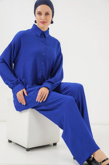 Örme Tesettür Alt Üst Takım 6711 - Saks resmi